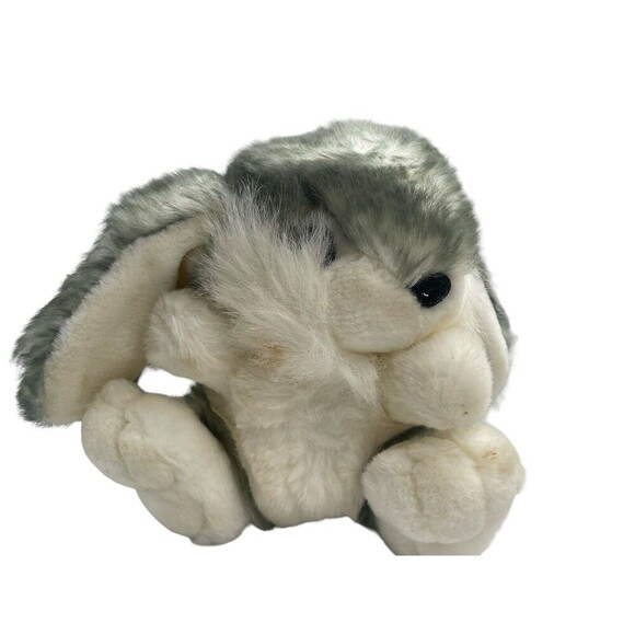 Vintage Dan Dee Soft Expressions Bunny Rabbit Grey &White Plush Stuffed Animal - Picture 1 of 12